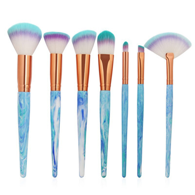 

7Pcs Marble Texture Makeup Brushes Tool Kit Foundatin Powder Eye Shadow Contour Blush Cosmetic Marbling Fan Brush D2