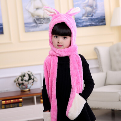 

Autumn&winter new childrens scarf cartoon plush embroidery multi-function hat scarf warm shawl men&women baby Wai