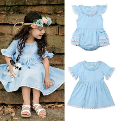 

US Sweet Big Little Sister Clothes Princess Dress Romper Bodysuit Outfit Clothes