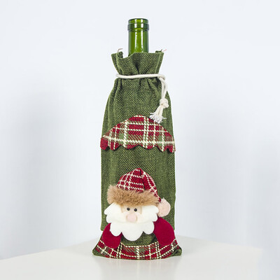 

Red Wine Bottle Cover Bags Snowman Santa Claus Christmas Decoration Sequins Xmas