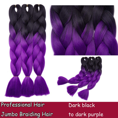 

Braiding Hair Ombre for crochet Hair Weave with Synthetic&Twist Braiding Hair Extensions Dark black 100gpc