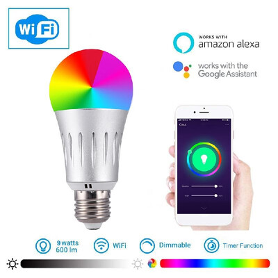 

2178 Smart WIFI LED Bulb WIFI Light RGB Multicolor LED Bulb 9W E2627 Dimmable Light Phone Remote Control Compatible with Alexa Go