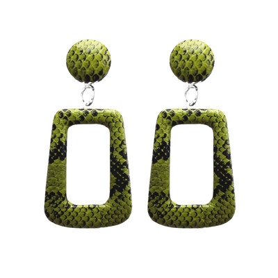 

EK630 Oversize Vintage Drop Earrings for Women Large Geometric Statement Earrings PU Snake Skin Pendant Earrings Fashion Jewelry