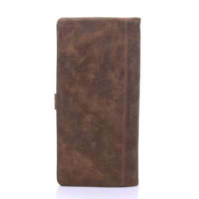 

Tailored Retro crazy horse leather hand Long Wallet New Genuine leather draw belt Wallet