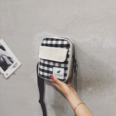 

Summer Messenger bag net red packet wild ins plaid canvas bag handbag 2019 new fashion shoulder bag
