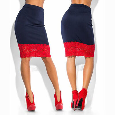 

Sexy Women Formal Lace Stretch High Waist Short Bodycon Skirt Pencil Dress