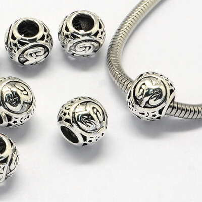 

Alloy European Beads Large Hole Rondelle Beads with ConstellationZodiac Sign Antique Silver Aries 105x9mm Hole 45mm