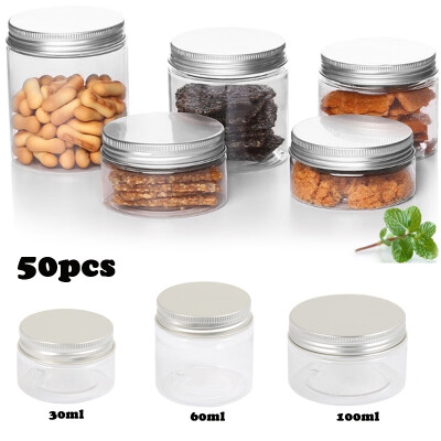 

50pcs 3060100ML Aluminum Cap Cosmetic Tin Pot Lip Balm Jar Containers Oil Wax Empty Bottle