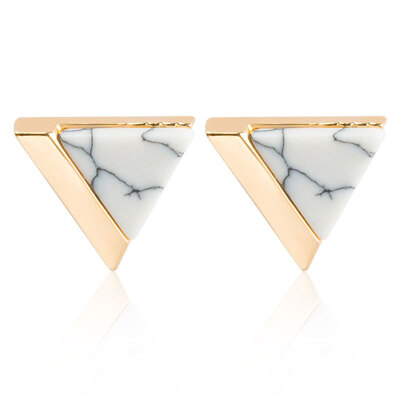 

EK788 Brand Punk Design Fashion Square Triangle Round Faux Stone Stud Earring Women Party Jewelry Black White Geometric Brincos