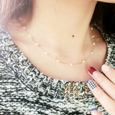 

Hot Korean style fashion simple natural sweet sweet imitation pearl ladies short clavicle necklace