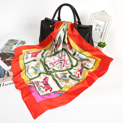 

Autumn&winter Korean version of the silk satin thin scarf scarf air conditioning shawl beach towel seaside sunscreen silk scarf women wholesale