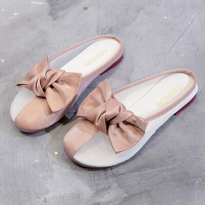 

Baotou Low-heeled Flat-soled Sandals Fairy Style Korean version Half Slippers for Women Wearing Fashion