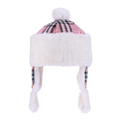

Cute Soft Plush Winter Basin Plaid Cap Lei Feng Hat Thicken Warm Earmuffs