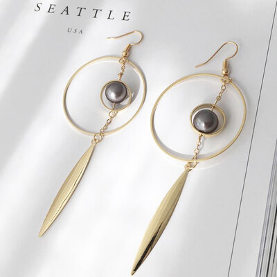 

Round Earrings Novelty Long Long Gold Earrings Item Blade Gifts Original Geometrical Round Earrings
