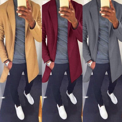 

Fashion Men&39s Wool Coat Winter Trench Coat Outwear Overcoat Long Sleeve Jacket Plus Size