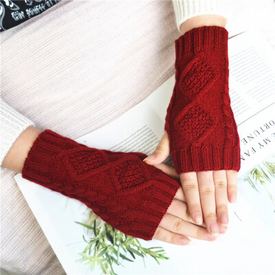 

Fashion Women Arm Winter Warmer Fingerless Knitted Long Gloves Cute Mittens