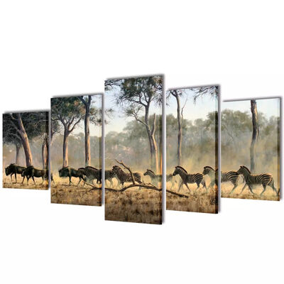 

Canvas Wall Print Set Zebras 39" x 20