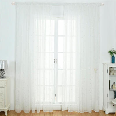 

Star Print Tulle Curtains Window Drapes Sheer Purdah for Home Living Room