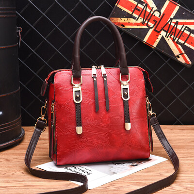 

2019 spring PU leather Europe&America big bag shoulder bag simple handbag diagonal bag fashion handbag