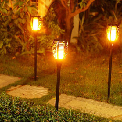 

Oasismall 2PC LED Solar Torch Lights Waterproof Flickering Flame Torches Light Outdoor Decorate Lamp