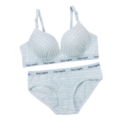 

Women Underwear Intimates Cotton Comfortable Bra Set Striped Bra&Panty Set