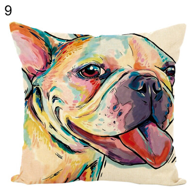 

45x45cm Colored Painting Dog Throw Pillow Case Cushion Cover Sofa Bed Decor