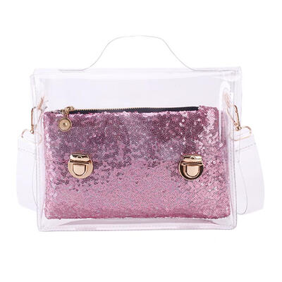 

2pcsset Clear Shoulder Handbags Women Sequins Clutch Beach Crossbody Bags
