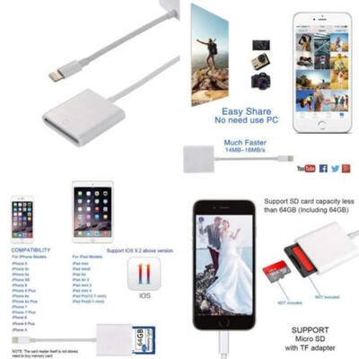 

Adapter cable Camera SD card reader for iPhone X iPad Pro Air Mini