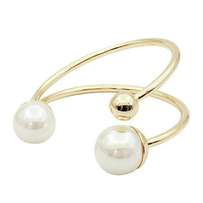

New Simplicity Adjustable Gold Silver Love Bangle Pearl Open Cuff Bracelets & Bangles Simple Korean Charms Bracelets For Women