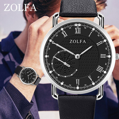 

Gobestart ZOLFA Sleek Minimalist Roman Double Scale Snowflake Belt Mens Quartz Watch