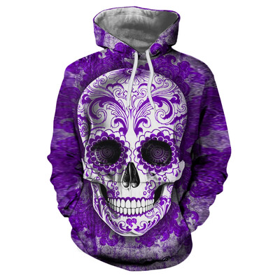 

3D Skull Demon Digital Thermal Transfer Printing Fashion Men\s Hoodied Sweater