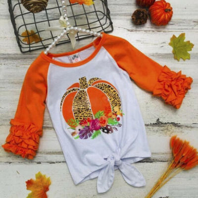 

Newborn Baby Girl Halloween Clothes Long Sleeve Tops T-Shirt Pumpkin Print Tee