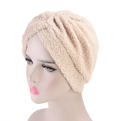 

Tailored Women Warm Fluffy Winter Solid Hat Turban Brim Hat Cap Pile Cap