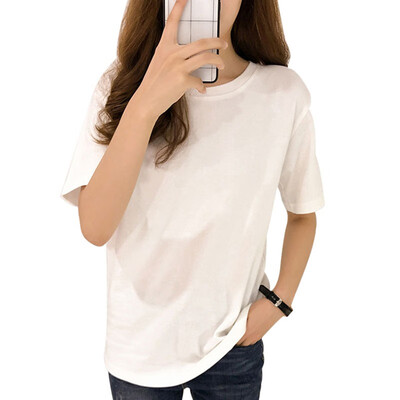 

Women T-Shirts Summer Tee Shirt Women Solid Color Casual Loose Short Sleeve O-Neck Ladies Tees Tops Koran Female T Shirt