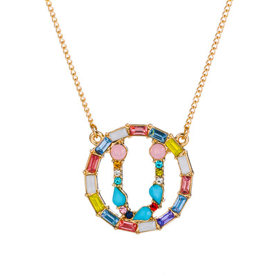 

Fashion Gold Silver Style Cubic Zirconia A-Z Initials Letter Pendant Necklaces
