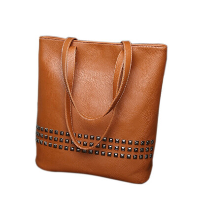 

Hot Sales 2019 Women Fashion Girls Casual Female PU Leather Vogue Rivet Shoulder Bag Handbag Large Size Causal Bag