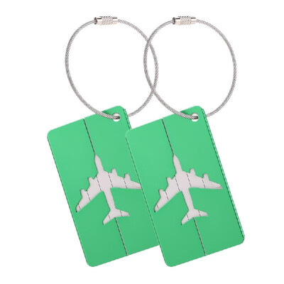 

2pcs Travel Airlines Luggage Tags Suitcase Bag Tag Address Name Identity ID Label Identifier Metal Aluminum Alloy