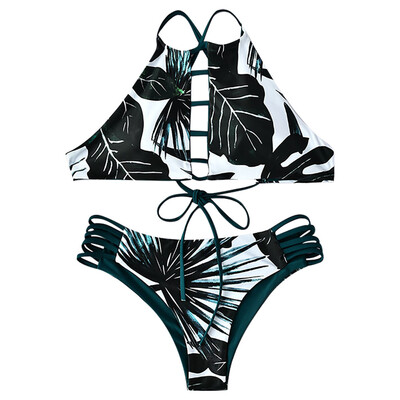 

Roseonmyhand Women Sexy Cut Out Print Bikini Push-Up Pad Swimwear Bathing Beachwear Set