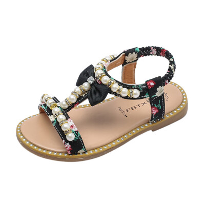 

Kids Baby Girls Sandals Bowknot Pearl Crystal Roman Sandals Princess Shoes