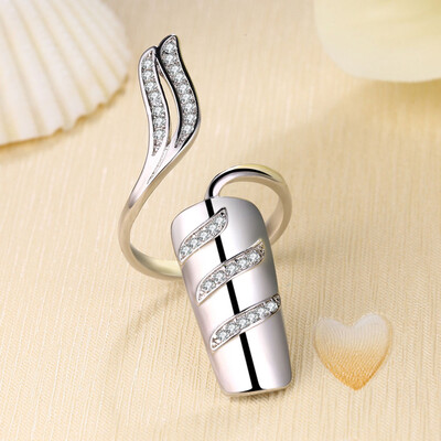 

Women Elegant Nail Ring Charm Crown Dimond Crystal Openning Finger Nail Rings Hot Items