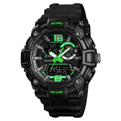 

SKMEI 1529 Man Quartz Watch Dual Display Sport Waterproof 5ATM1224 Date Week Display Noctilucent Alarm Function Male Wristwatch