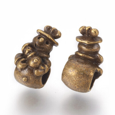 

Tibetan Style Alloy Christmas Snowman European Beads Large Hole Beads Lead Free & Nickel Free Antique Bronze 165x9x95mm