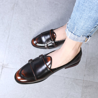 

Shoes retro England mens leather shoes belt buckle tide shoes men