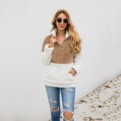 

Fashion Womens Casual Long Sleeve Turtleneck Pullover Zipper Sweater Sweatshirts