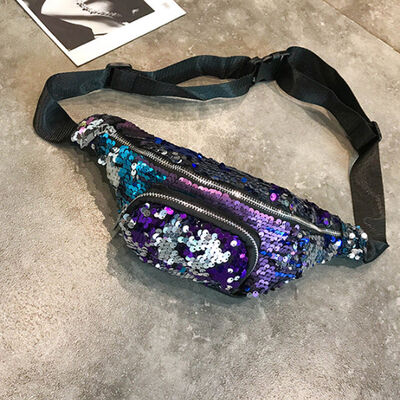 

2018 New Style Fashion Waist Fanny Pack Belt Bag Pouch Travel Sport Hip Zipper Sequined Mens Womens Unisex