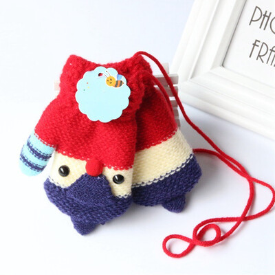 

Children Knitted Elastic Fleece Thick Crochet Gloves Full Finger Mittens Cartoon Bird Mittens Warm Winter Gloves For Kids Casual