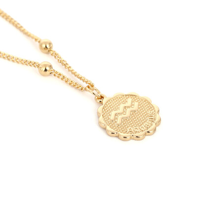 

Star Zodiac Sign 12 Constellation Necklaces & Pendants Choker Beads Coin Necklaces for Women Long Chain Necklace bijoux femme