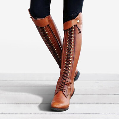 

Rose Womens Western Platform Cowboy Lace-Up Round Toe Over The Knee High knight Boots