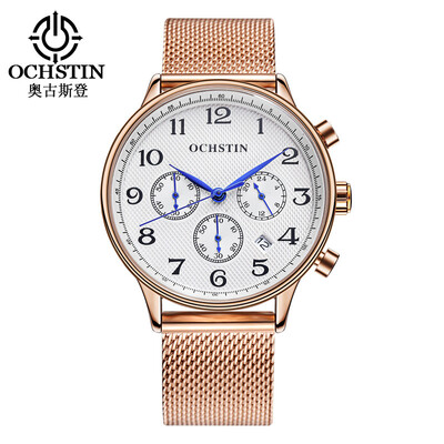 

Augustus OCHSTIN multi-function three-eyed calendar multi-function mesh belt mens watch mens watch