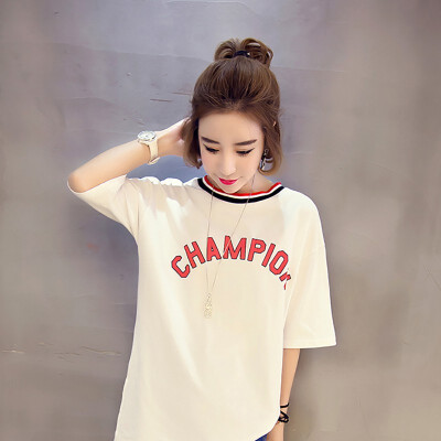 

Womens Short Sleeve O-Neck Letter Printed Casual Loose T-Shirt Summer Harajuku Style Pullover T-Shirt